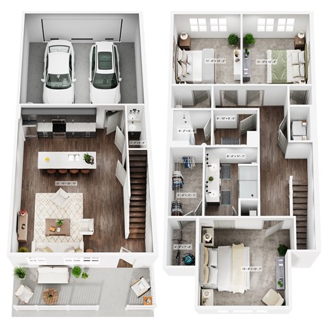Floor plan for 3 beds, 2.5 baths, 1534 sqft